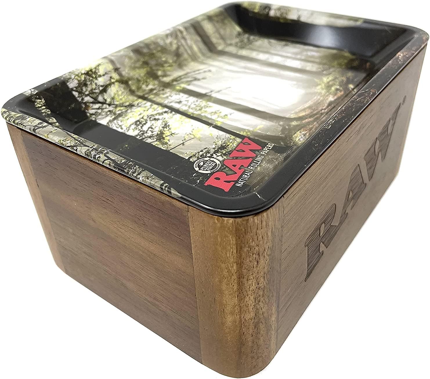 RAW Wooden Cache Box w/ Smokey Forest Tray