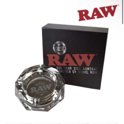 RAW DARKSIDE GLASS ASHTRAY (“The RAW Glass Ashtray will be the star of your next smoke sesh! These beautiful prism diamond-facet cut ashtrays can take you on a bright rainbow journey… or to the dark side. May only the finest ash rest in these beautiful pieces of art! NO SCHWAG PLEASE! Available in Rainbow and the Dark Side” )