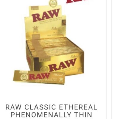 RAW CLASSIC ETHEREAL PHENOMENALLY THIN ROLLING PAPERS KING SIZE & 1 1/2 (EACH )