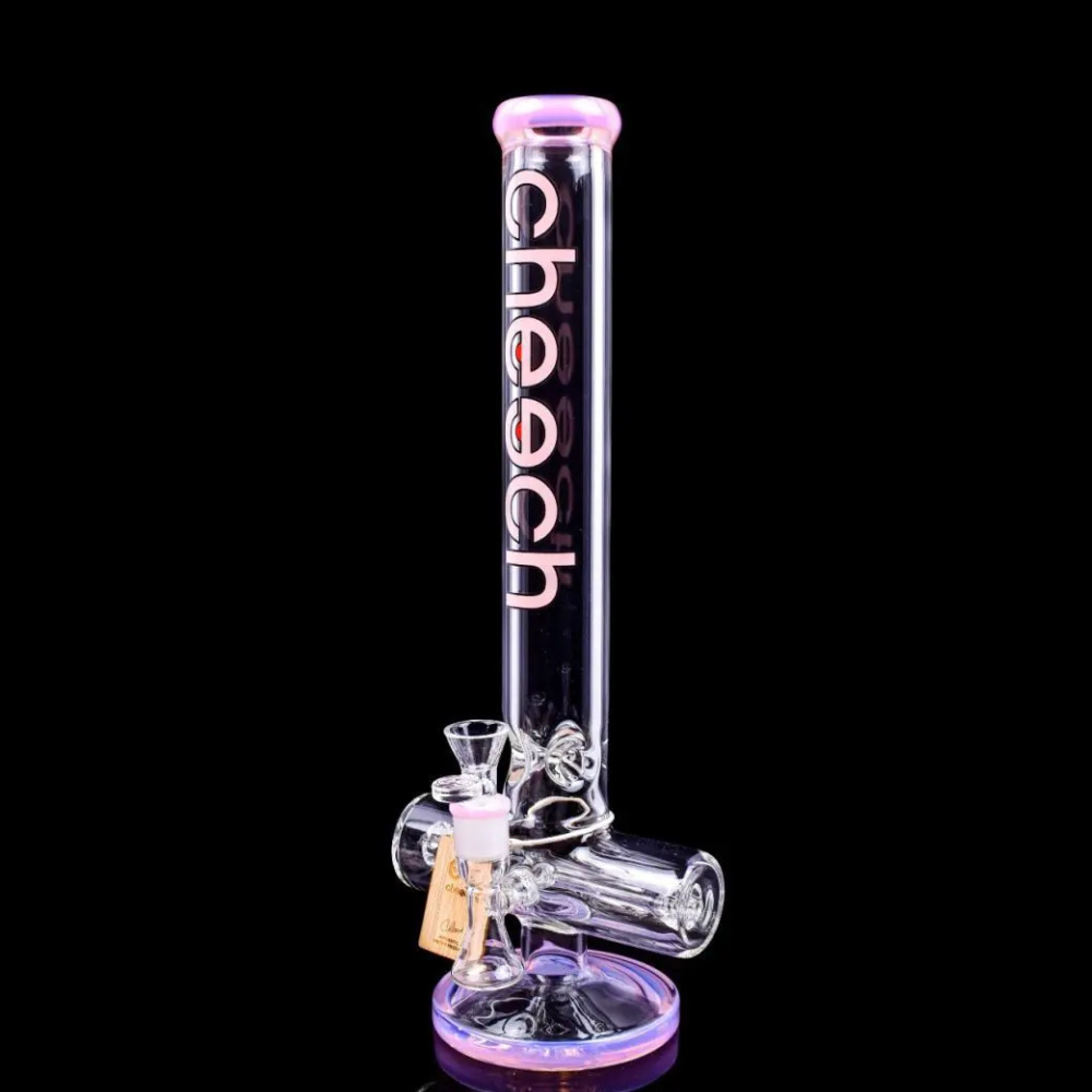 Cheech Glass 17" Inline Tube Bong w/ Perc & Ice Catcher - Pink