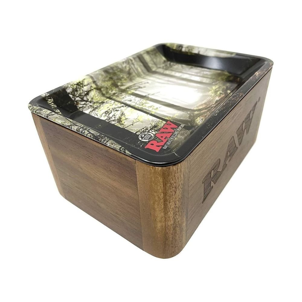 RAW Wooden Cache Box w/ Smokey Forest Tray