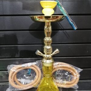 Zanobia 22″ Yellow Hookah w/ two Hose & Ceramic Bowl