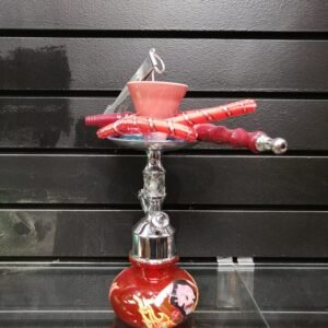 Zanobia 10″ Red Hookah w/ Hose & Ceramic Bowl