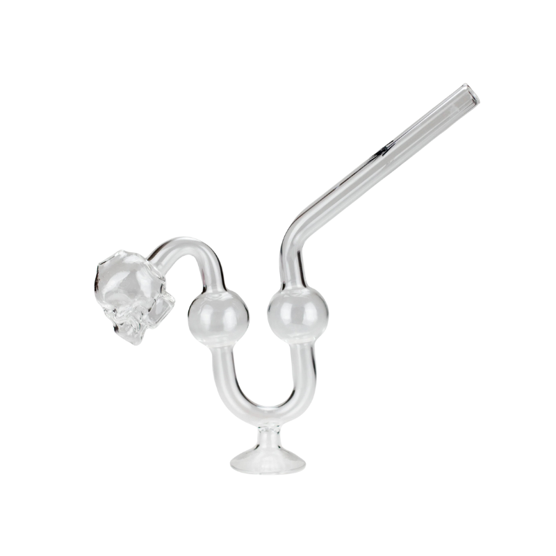 Skull Bent 6.5" Curved Clear Burner Pipe